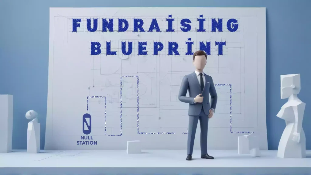 a cartoon figure standing in front of a blueprint, Fundraising ,Kickstarter guide, Start Engine